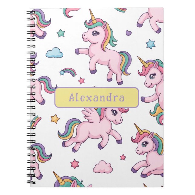 Carnet Arc-en-ciel Licorne Mignonne (Devant)