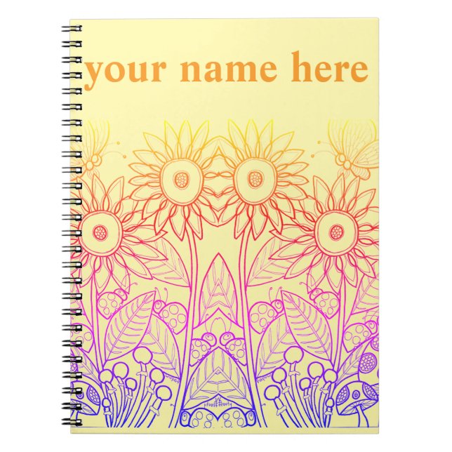 Carnet Arc-en-ciel Ombre Papillon & Ladybugs (Devant)