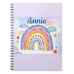 Carnet Arc-en-ciel pastel personnalisé mignon
