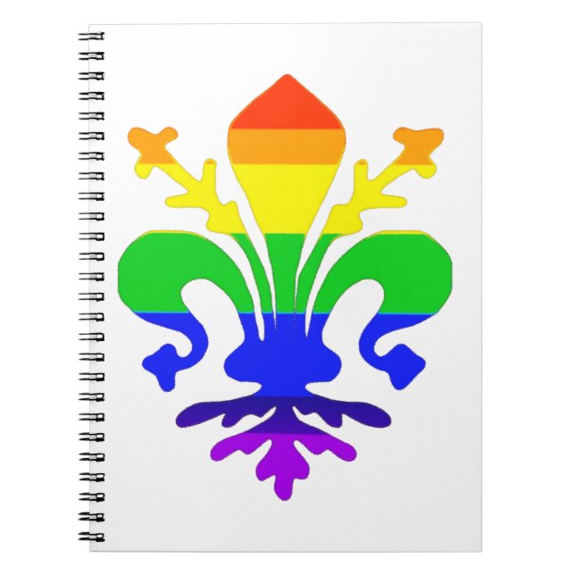 Carnet Arc-en-ciel stylisé Fleur de Lis (Devant)