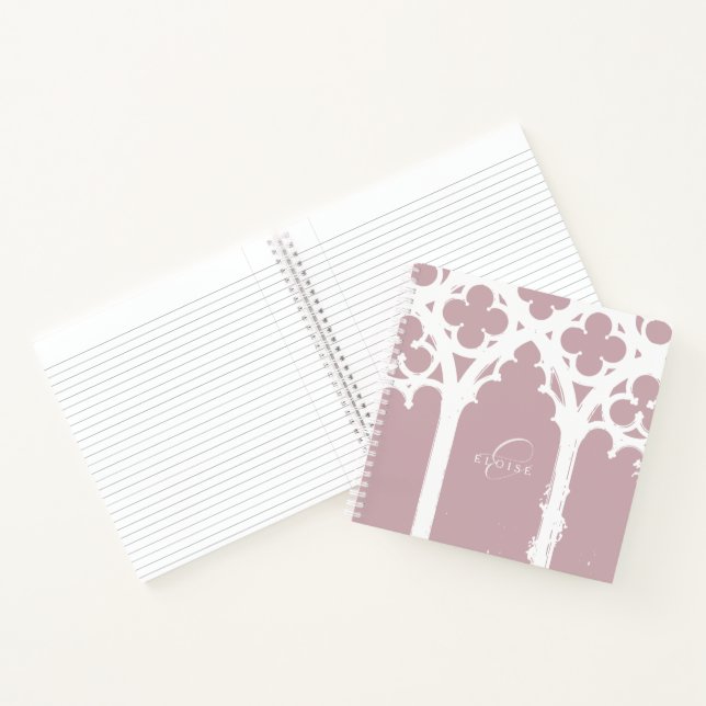 Carnet Arc gothique Élégant Minimal Chic Typographie Rose (Intérieur)