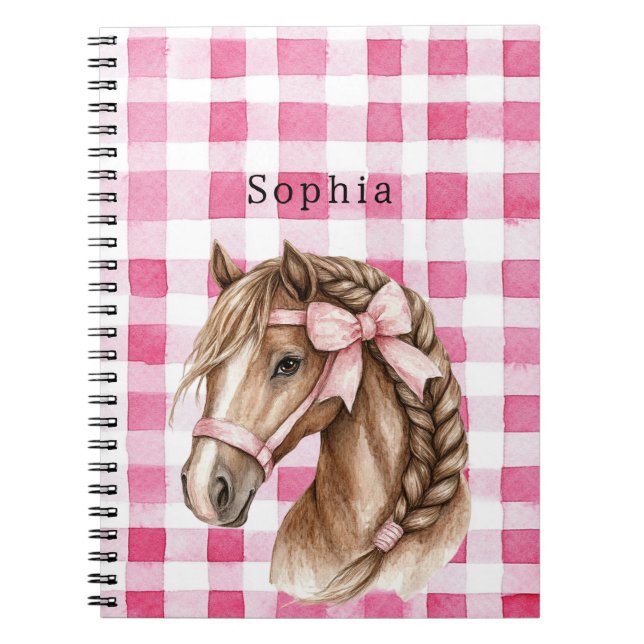 Carnet Arc pour cheval à rayures roses (Devant)