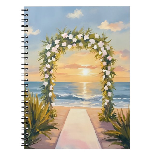 Carnet Arche de mariage de plage florale aquarelle (Devant)
