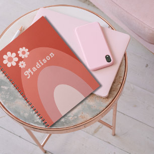 Carnet arche marguerite super nom personnalisé orange
