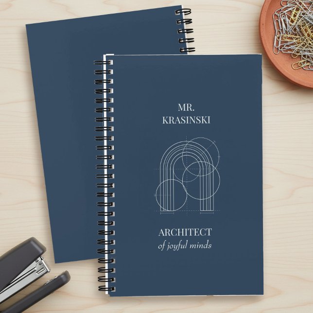 Carnet Architecte d'esprits joyeux Enseignant personnalis (Personalized notebook, teacher appreciation gift by Darling & May)