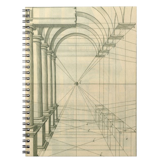 Carnet Architecture vintage, arches colonnes perspective (Devant)