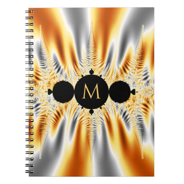 Carnet Argent monogramme métal fractal (Devant)