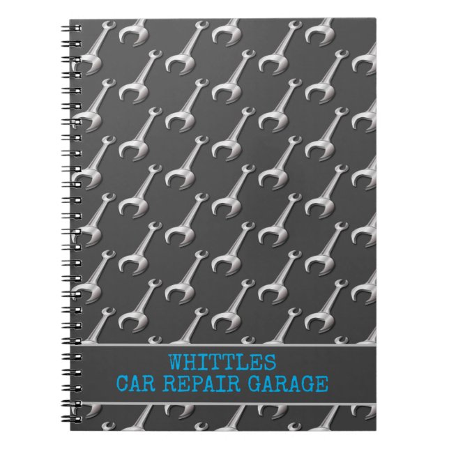 Carnet Argent Spanners Voiture Auto Mécanique Garage Atel (Devant)