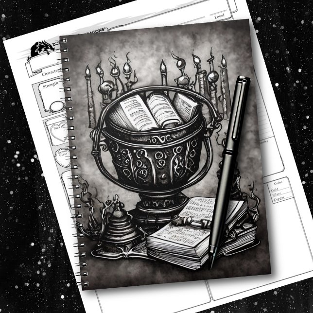 Carnet Argent Steampunk Cauldron Spellbooks et Potions (Créateur téléchargé)
