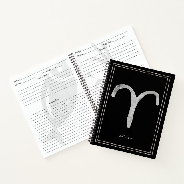 Carnet Aries martelé argent stylisé symbole astrologique  (Intérieur)