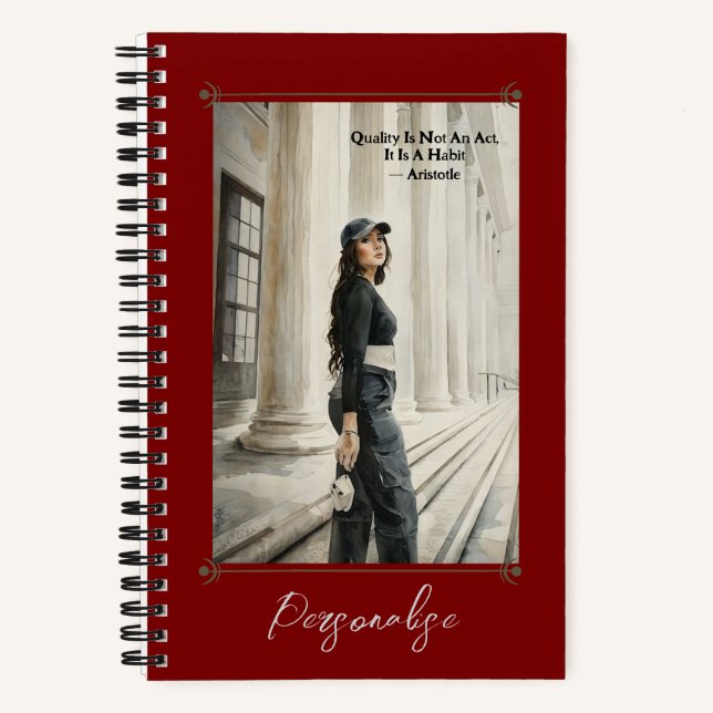 Carnet Aristote Wisdom Citation mignonne Girly Red Journa (Recto)