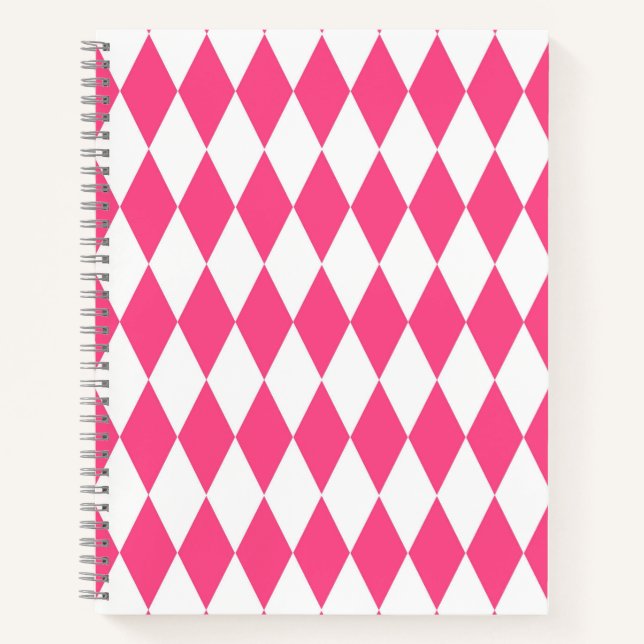 Carnet Arlequin rose blanc Diamants Checkers Design (Devant)