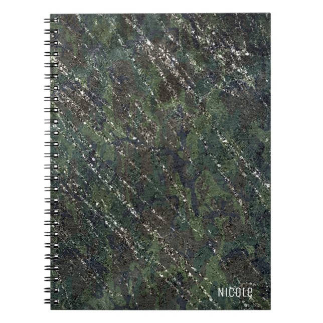 Carnet Armée verte et argentée Camo Sparkle Elégant Glam (Devant)