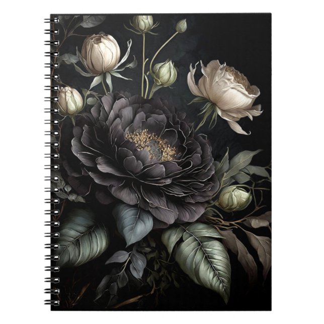 Carnet Arrangement gothique Rose Fleur noire (Devant)