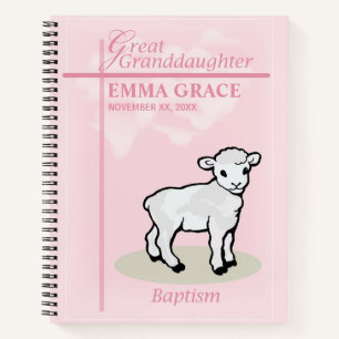 Carnet Arrière-petite-fille Baptême Rose Fille Agneau