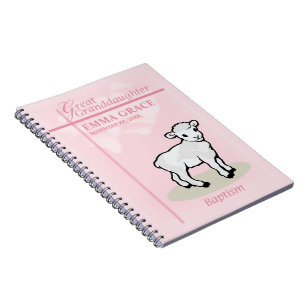 Carnet Arrière-petite-fille Baptême Rose Fille Agneau