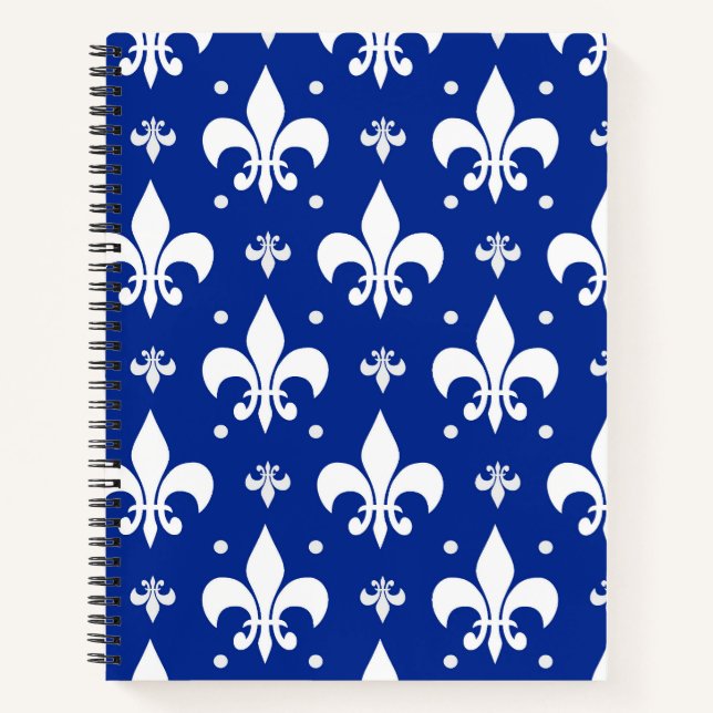 Carnet Arrière - plan bleu Fleur-de-lis Motif Design (Devant)