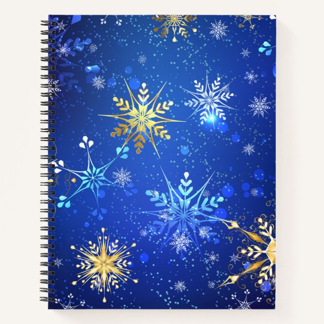 Carnet Arrière - plan Bleu XMAS avec des flocons de neige (Devant)