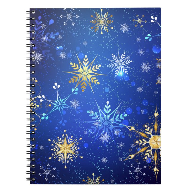 Carnet Arrière - plan Bleu XMAS avec des flocons de neige (Devant)