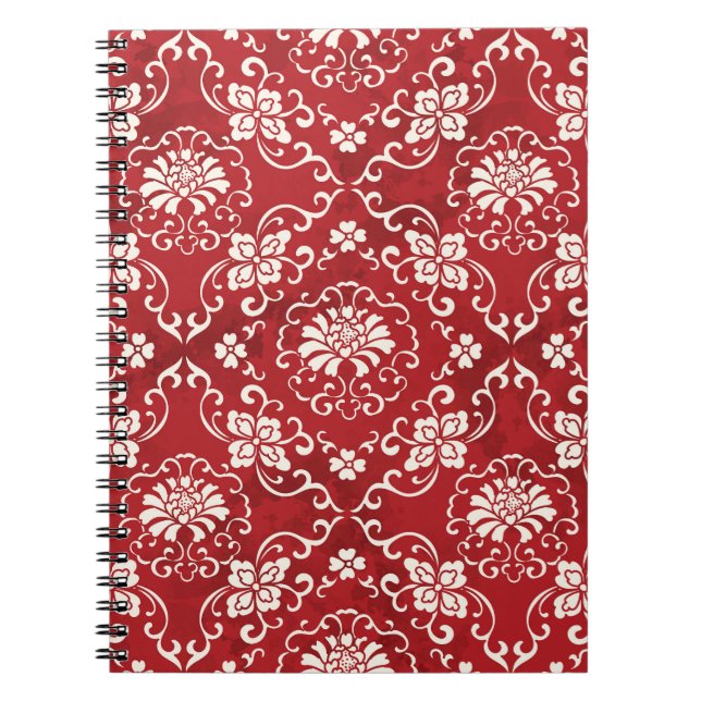 Carnet Arrière - plan chinois en spirale rouge fleur. (Devant)