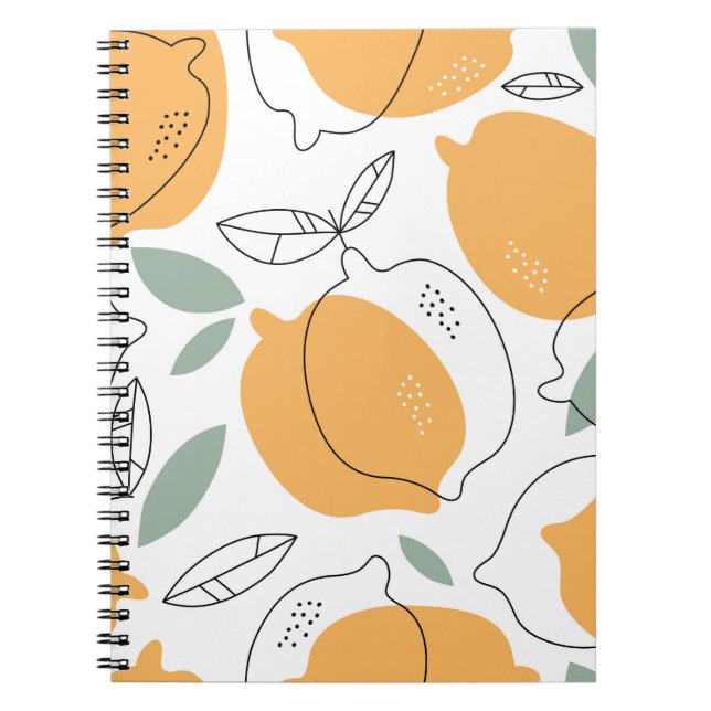 Carnet Arrière - plan de citrons dessiné à la main. Motif (Devant)