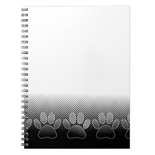 Carnet Arrière - plan de dégradé de pattes noir et blanc