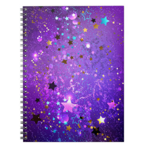 Carnet Arrière - plan de feuille violet avec étoiles