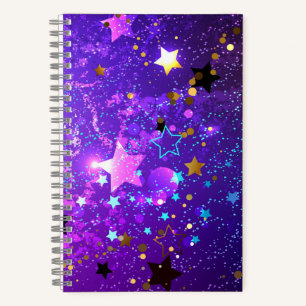 Carnet Arrière - plan de feuille violet avec étoiles