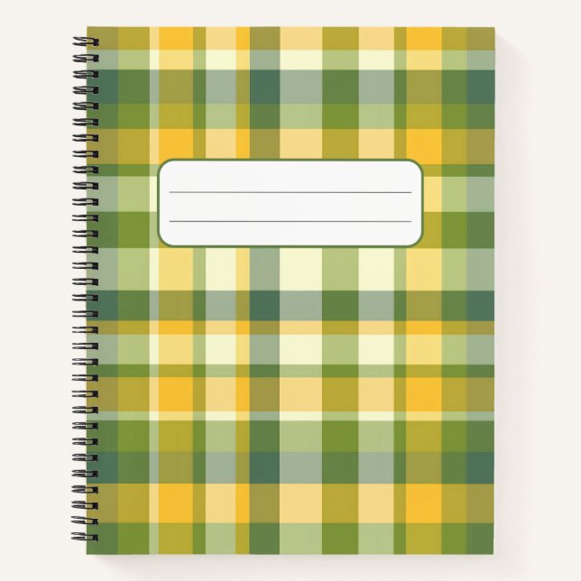 Carnet Arrière - plan de Motif Plaid jaune et vert (Devant)