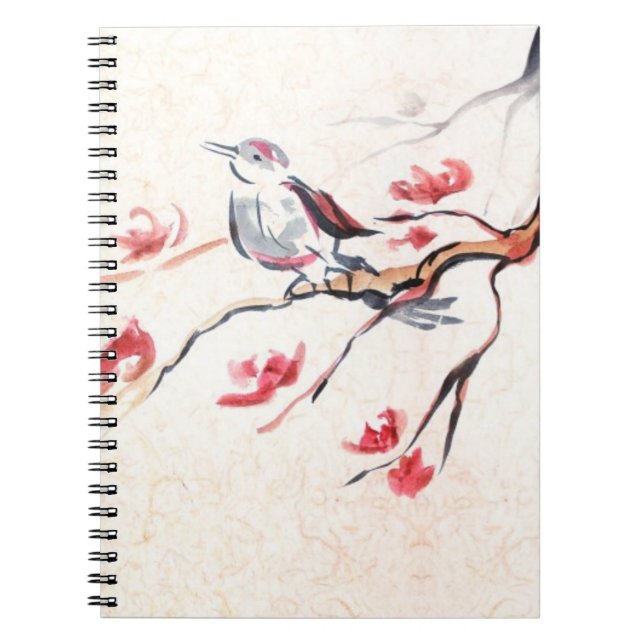 Carnet Arrière - plan d'oiseau de chant (Devant)