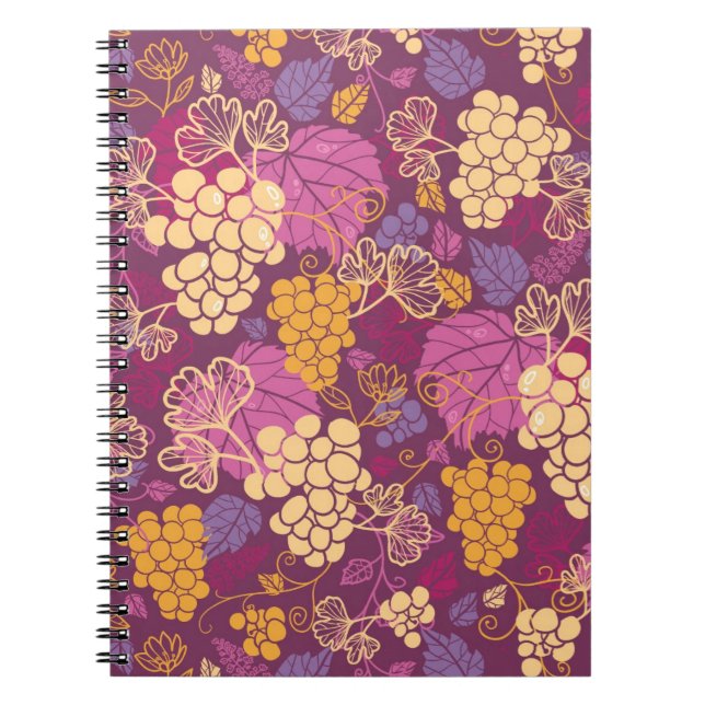 Carnet Arrière - plan doux de motif de vignes (Devant)