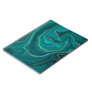 Carnet Arrière - plan en marbre liquide turquoise avec or