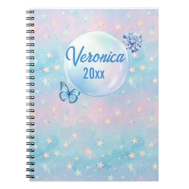 Carnet Arrière - plan étoilé bleu-rose (Devant)