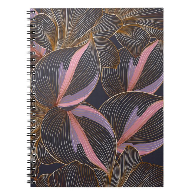 Carnet Arrière - plan floral doré de luxe avec trop (Devant)