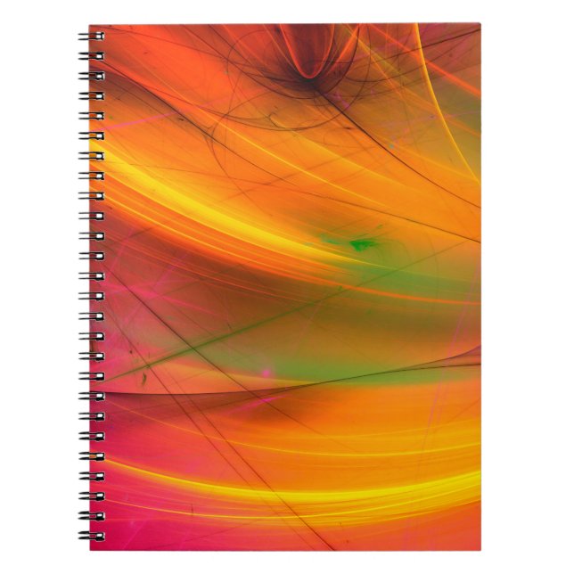 Carnet arrière - plan fractal abstrait jaune 3d rendu3d, (Devant)