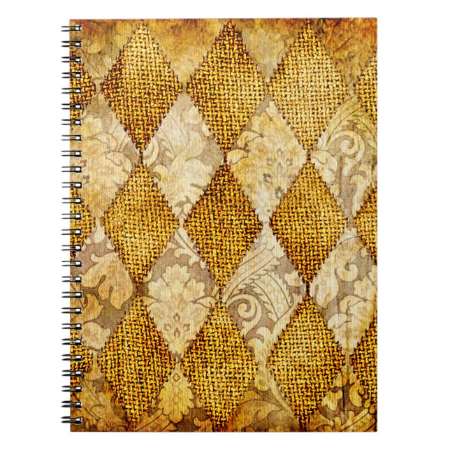 Carnet arrière - plan géométrique rétro en couleurs dorée (Devant)