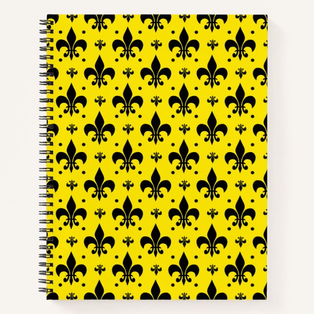 Carnet Arrière - plan Jaune Fleur-de-lis Motif Design (Devant)
