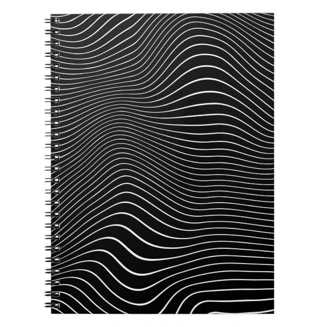 Carnet Arrière - plan linéaire psychédélique noir et blan (Devant)