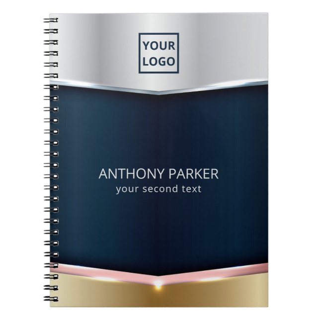 Carnet Arrière - plan Métallique Bleu Argent Et Or (Devant)