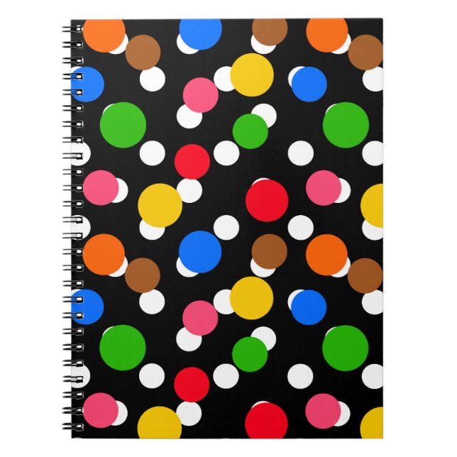 Carnet Arrière - plan noir Pois colorés (Devant)