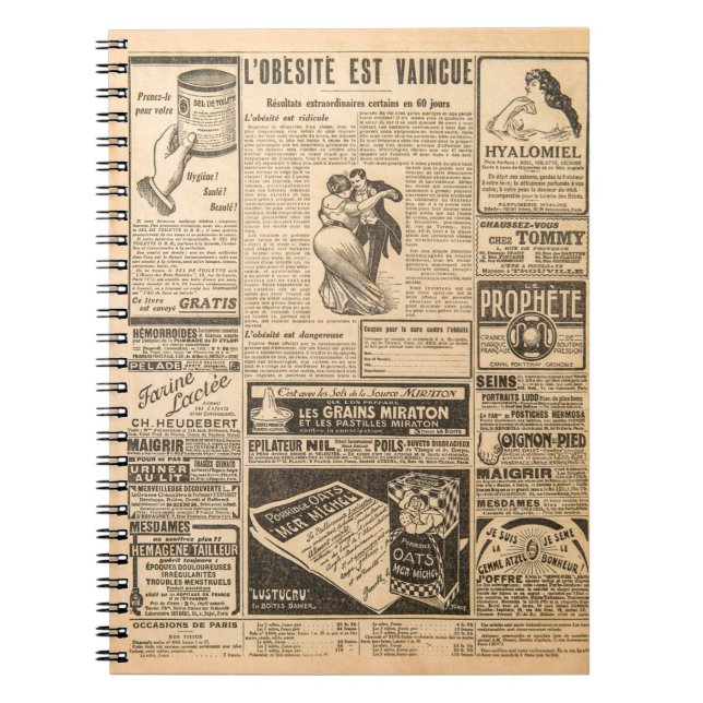 Carnet Arrière - plan papier usagé. Pages de vieux journa (Devant)
