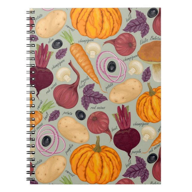 Carnet arrière - plan rétro à base de légumes frais (Devant)
