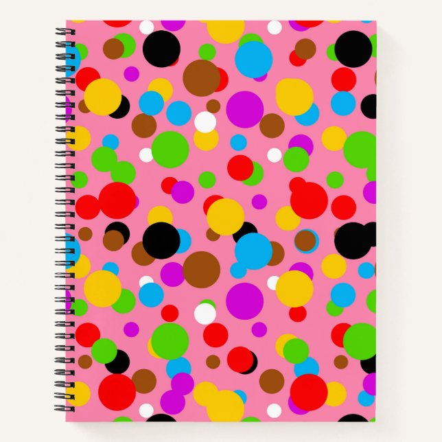 Carnet Arrière - plan rose Pois colorés (Devant)