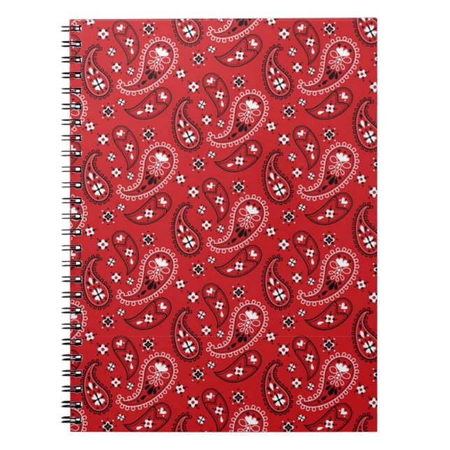 Carnet Arrière - plan rouge Motif Paisley (Devant)