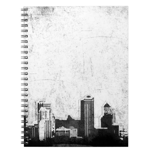 Carnet Arrière - plan sale de ville en noir et blanc (Devant)
