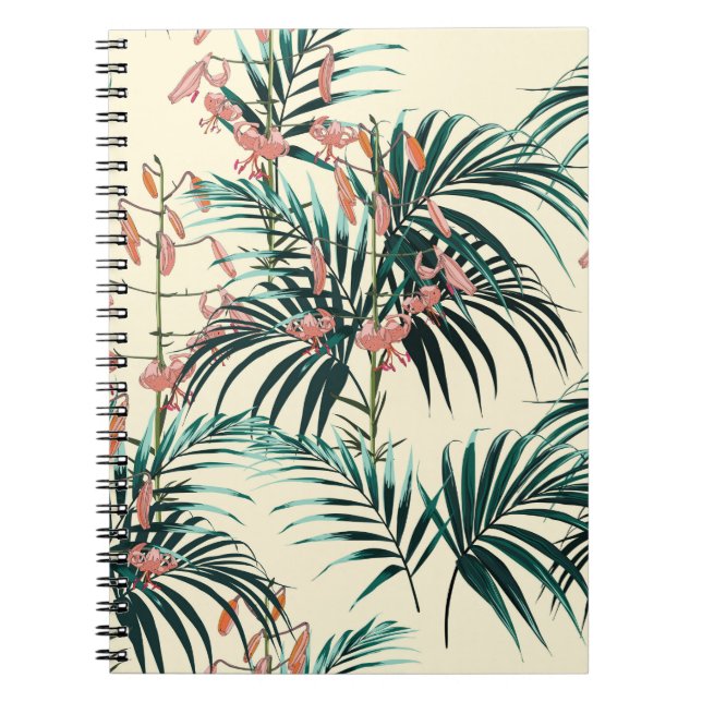 Carnet Arrière - plan tropical aux plantes de jungle. San (Devant)