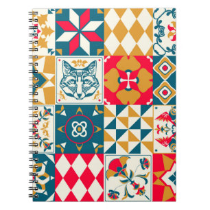 Carnet arrière - plan vintage avec tuile bleue traditionn