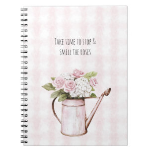 Carnet Arrosoir Fleurs Blanches Roses Roses