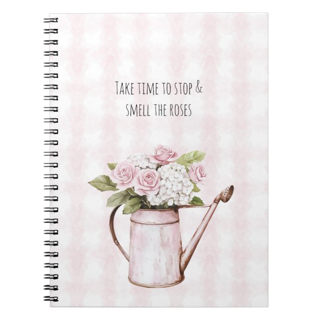 Carnet Arrosoir Fleurs Blanches Roses Roses (Devant)