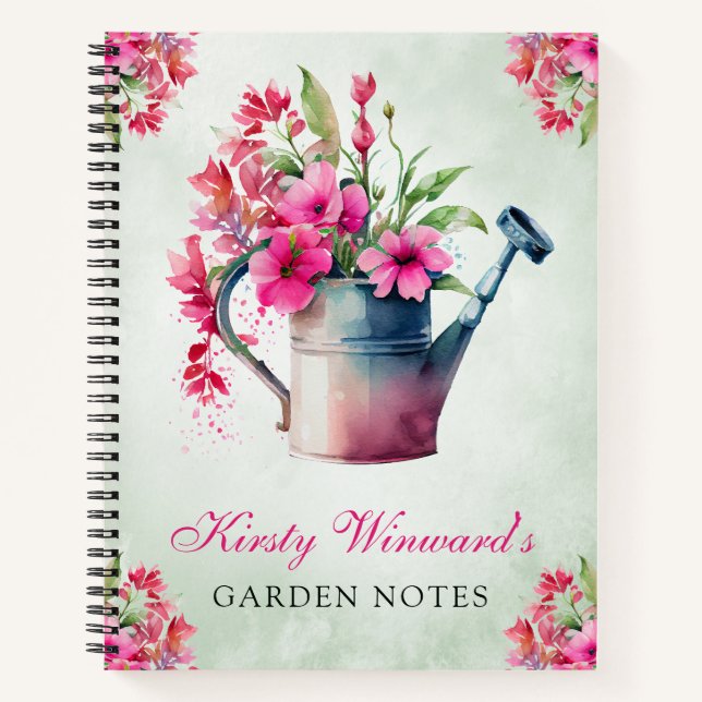 Carnet Arrosoir floral de printemps aquarelle Notes de ja (Devant)